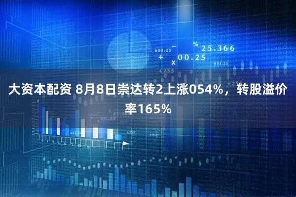 大资本配资 8月8日崇达转2上涨054%，转股溢价率165%